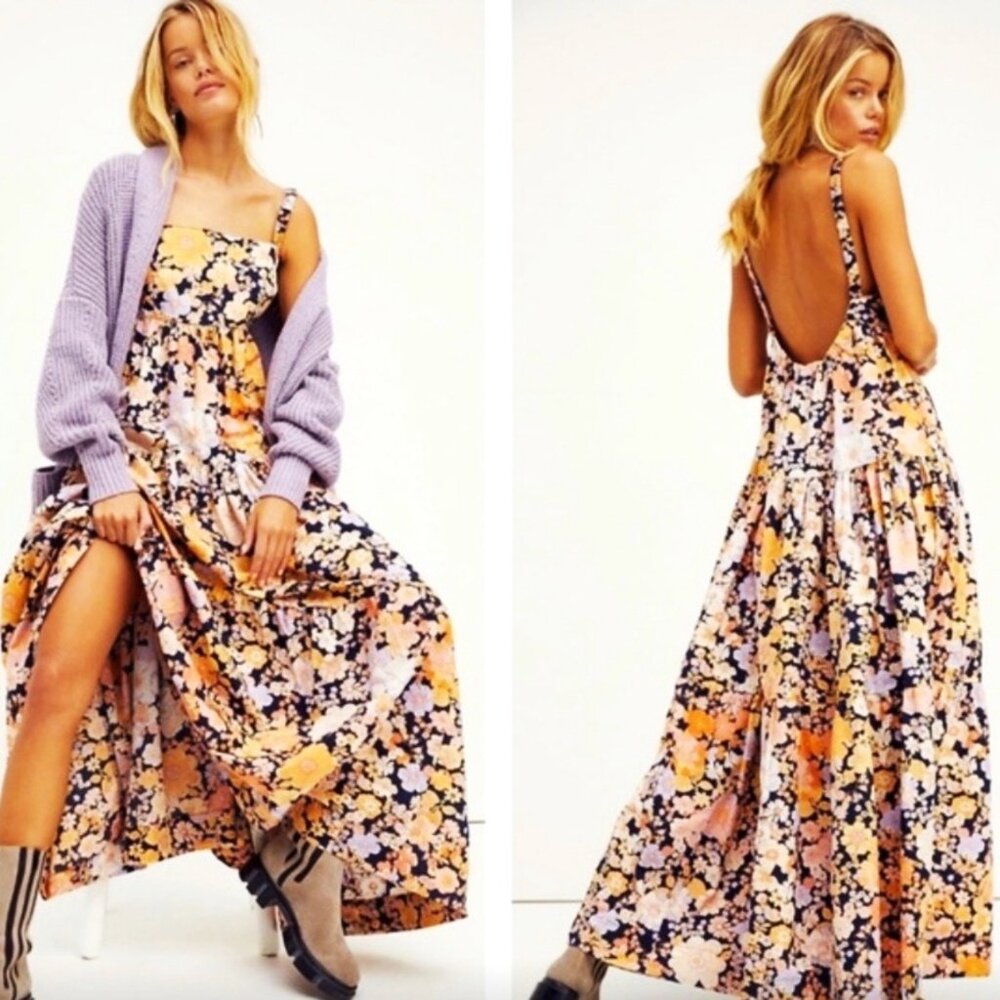 Free People Park Slope Floral Cotton Maxi Dress. OVERSIZED** US M